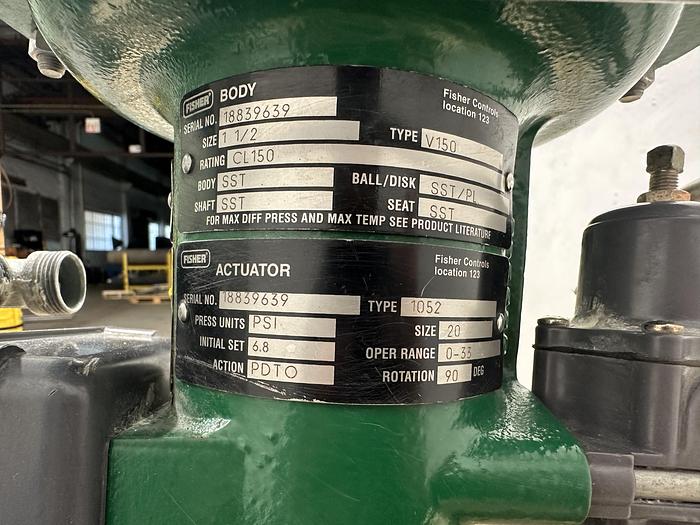 Used Fisher 1.5" V150 Air Operated Vee Ball Valve #46333