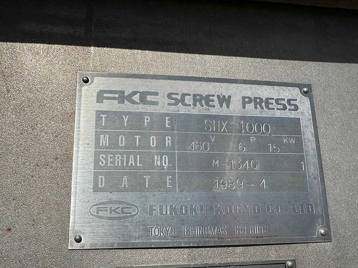 Used FKC SHX-1000 Dewatering Screw Press #32473