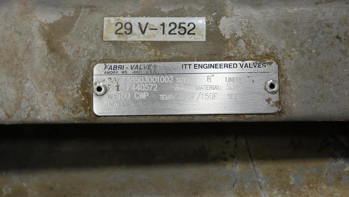 Used Fabri-Valve 8" Hand Operated Knife Gate Valve #44791