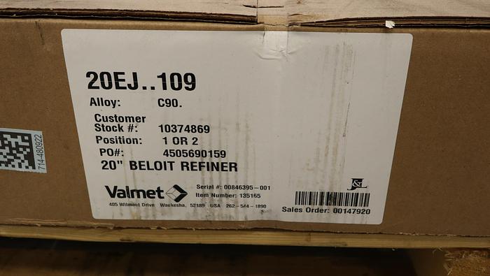 Unused Beloit  20" Refiner Plate Set #45439