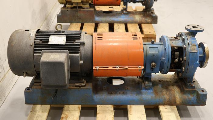 Used GOULDS 3196MTX 1.5x3x10 Pump With Base And Motor #46235