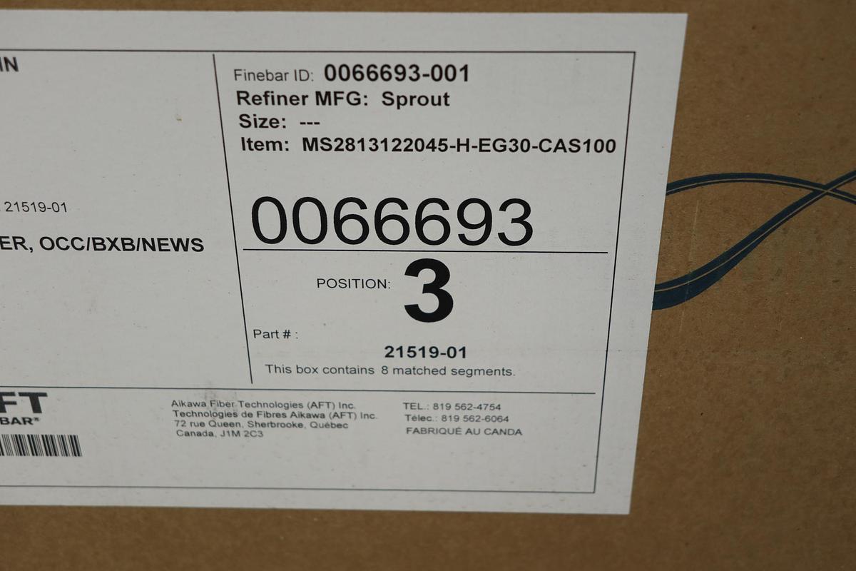 Unused Sprout Waldron AFT MiniSegment 28" Refiner Plates #47433