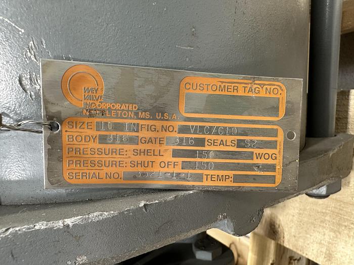 Unused Wey 10" VLC/C10 Square Air Operated Knife Gate Valve #46335