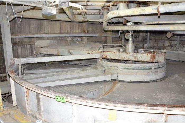 Used KROFTA STAINLESS STEEL 28' DIA X 2' H CLARIFIER WITH ROTARY SCOOP & RIM, BOTTOM DISCHARGE, S/N N/.   #45445
