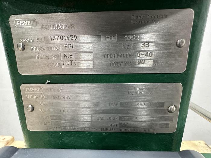 Used Fisher 4" V150 Series B Air Operated Vee Ball Valve #46323