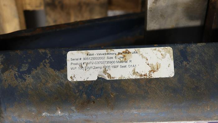 Used Fabri-Valve 6” Hand Operated Knife Gate Valve #45325