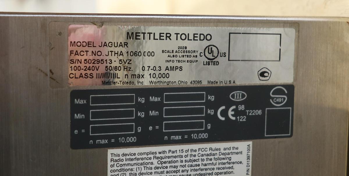 Used Mettler Toledo Jaguar Scale Digital Display #46553