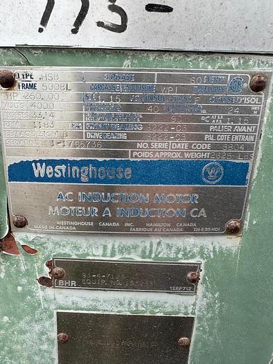 Used Westinghouse 250 Hp, 1183 RPM, 4000 Volts, 5008L Frame Ac Motor #35409