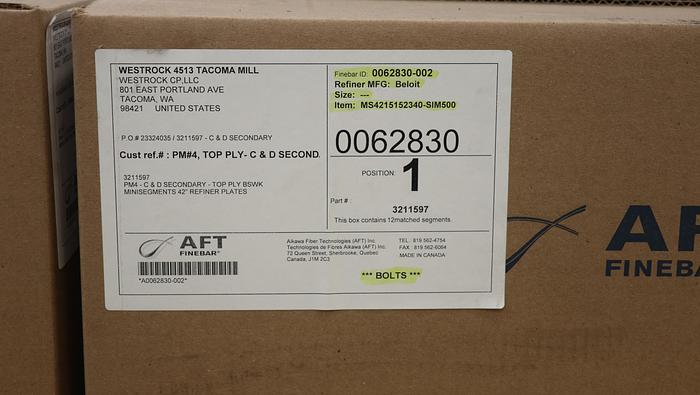 Unused Beloit 42" Refiner Plate Set #46010