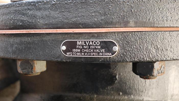 Unused Milvaco 2974M 10" Swing Check Valve #45081