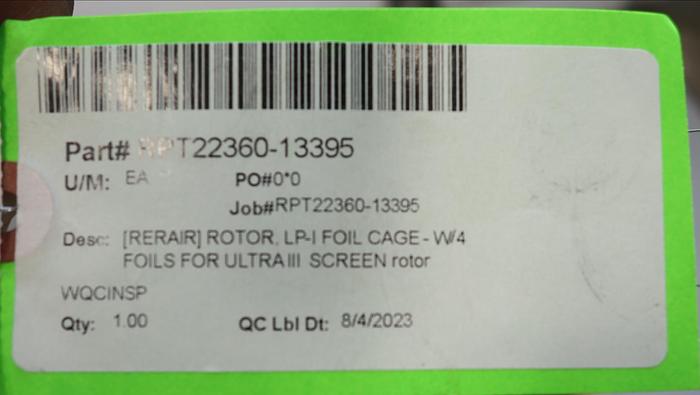 Unused Black Clawson Ultra III 4-Foil Rotor #45994