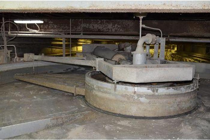 Used KROFTA STAINLESS STEEL 28' DIA X 2' H CLARIFIER WITH ROTARY SCOOP & RIM, BOTTOM DISCHARGE, S/N N/.   #45445