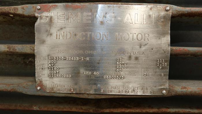 Used Siemens-Allis GZ 111 A/C Motor & Motor Mount for UV-500 #46269