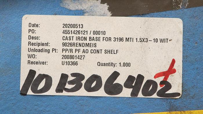 Unused Goulds 3196 MTI Pump Base #46033