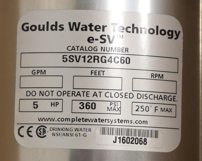 Unused Goulds E-SV ESV 2X2X4-2P-PM 2x2X4 Multi-Stage Pump #45724