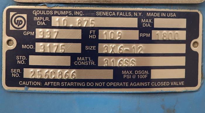 Unused Goulds 3175S 3x6x12 Pump Casing #46177