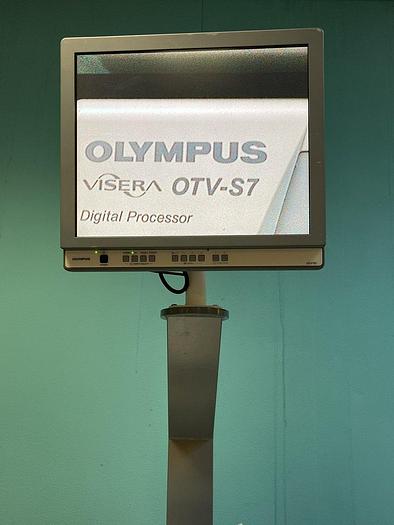 Gebraucht Endoskopieturm mit Olympus Monitor, Sony Drucker, Kamerakopf, Lichtquelle und Digital Prozessor