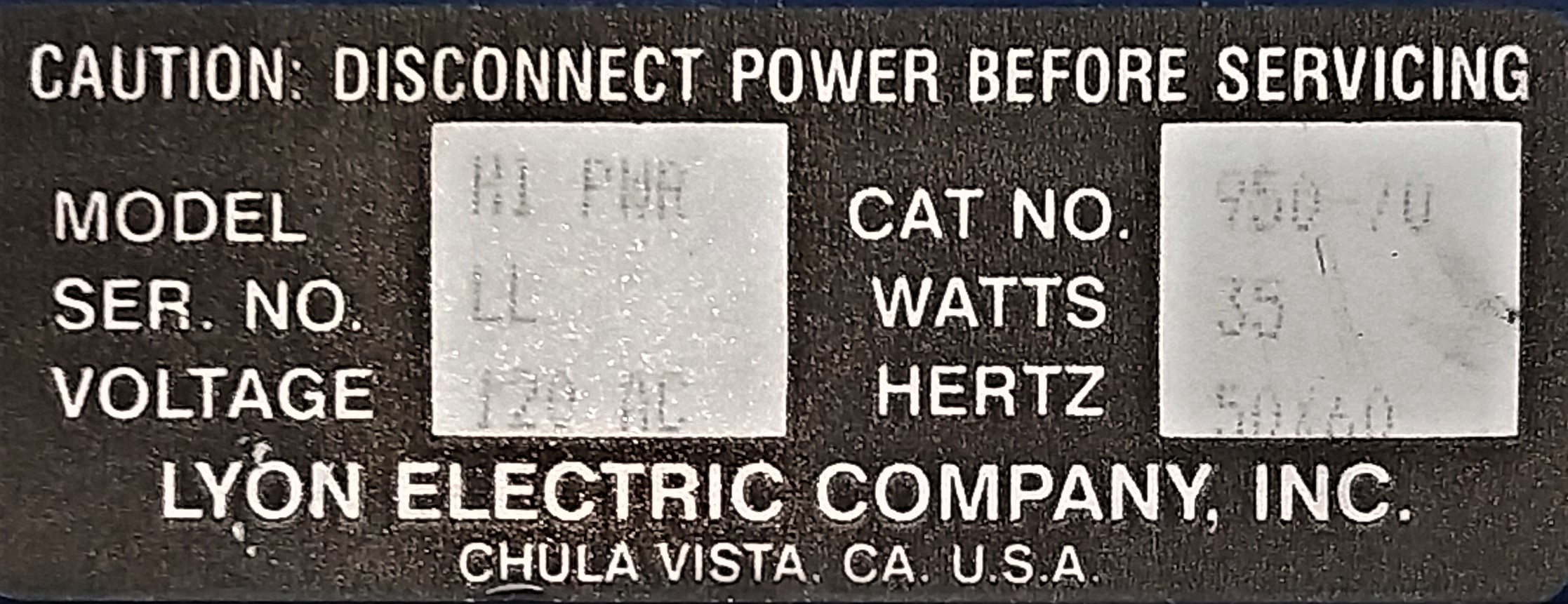 Used Lyon Electric 950-70 High Power Lamp