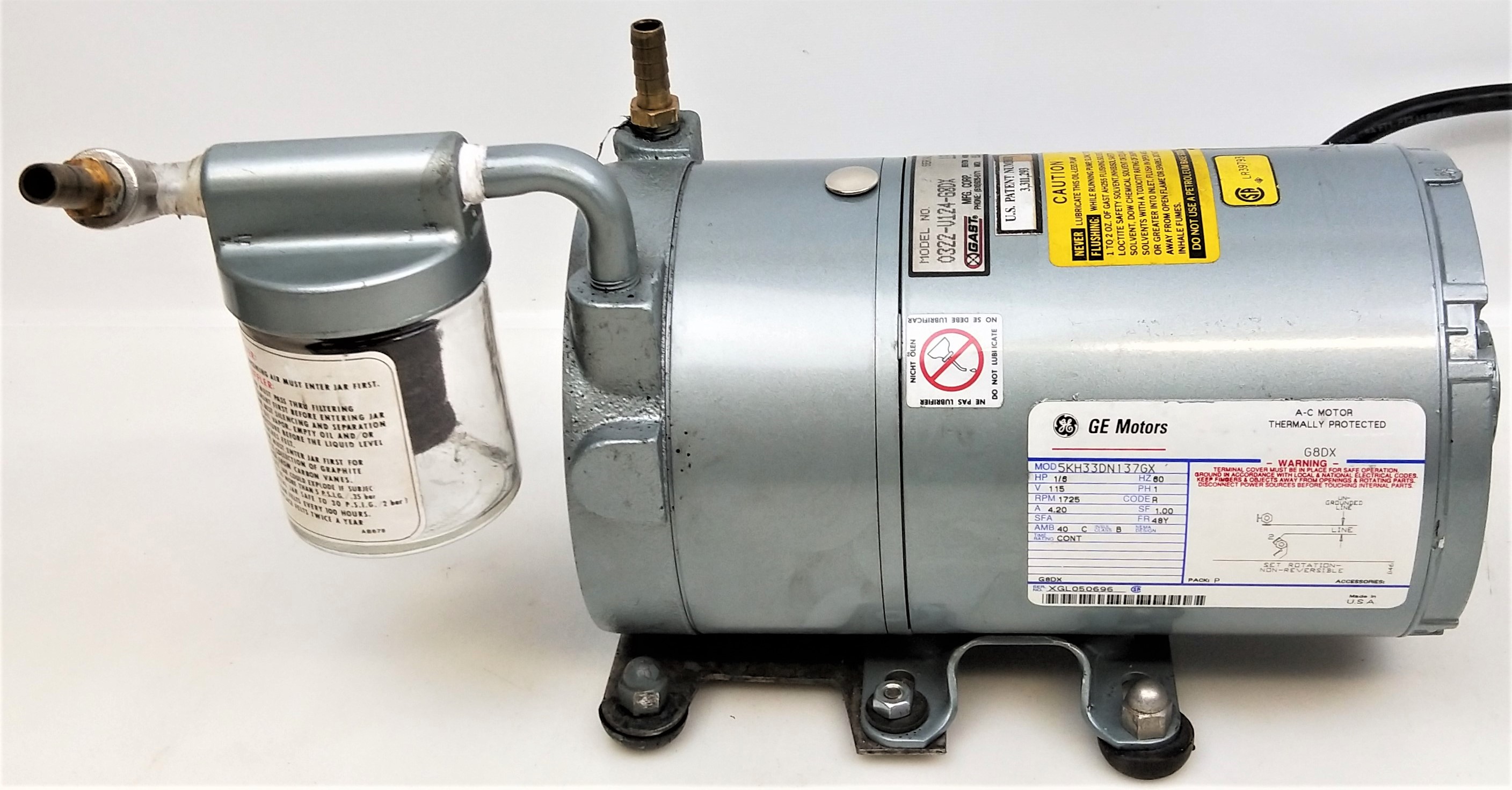 Used Gast 0322V124G8DX Lubricated Rotary Vacuum Pump for Sale at