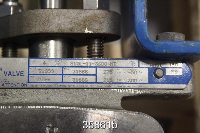 Used Neles Jamesbury 4" Air Operated Butterfly Valve, 815L-11-3600 MT #35861