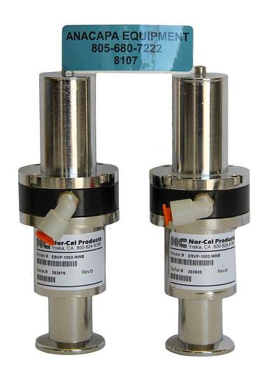 Used Nor-Cal Products ESVP-1002-NWB, 1" Pneumatic Angle Valve NW-25 Lot of 2 (8107)W