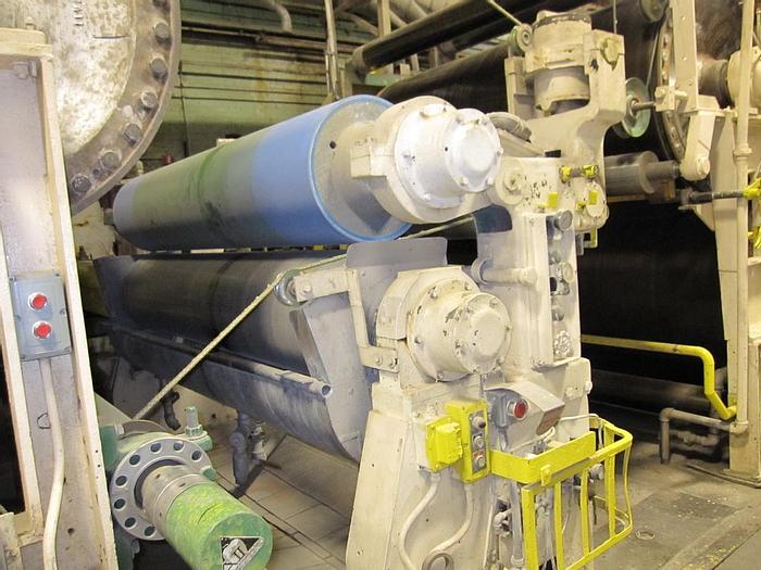 Used Beloit 87" Trim Paper Machine, With Voith Air Pad Headbox 90" Pond, Knockdown Fourdrinier Suction Couch, Suction Press, No Dryer Section, Size Press, 3 Roll Hot, Soft 2500 Pli Calender, Rice Barton Reel, Cameron Winder #27156