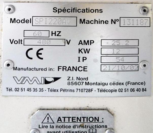 Used USED VMI SPIRAL MIXER, MODEL SPI220AV (WITH REMOVABLE BOWL)