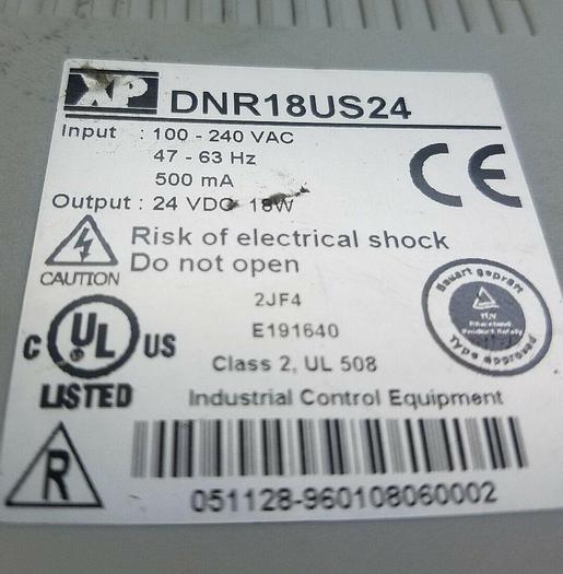 Used XP Power DNR18 Power Supply DNR18US24 100-240 VAC