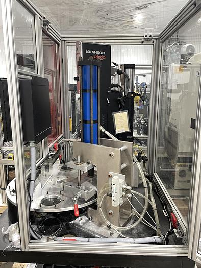Used BRANSON S40 ROTARY 2000X ULTRASONIC WELDER SYSTEM CELL 20:4.0 4000 WATT     WITH CAMCO 6 POSITION INDEX TABLE AND PNEUMATIC PRESS