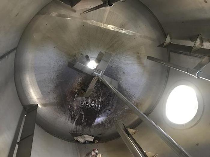 Used Used Plant Maintenance Service Corp Tank approximately 3,000 gallon 316L stainless steel vertical mix tank