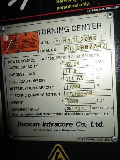 Used Doosan Puma TL-2000 Turning Center