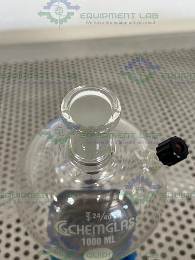 Used Chemglass  1000 mL Heavy Wall Round Bottom Flask  24/40 #7 Chem-Thread Inlet
