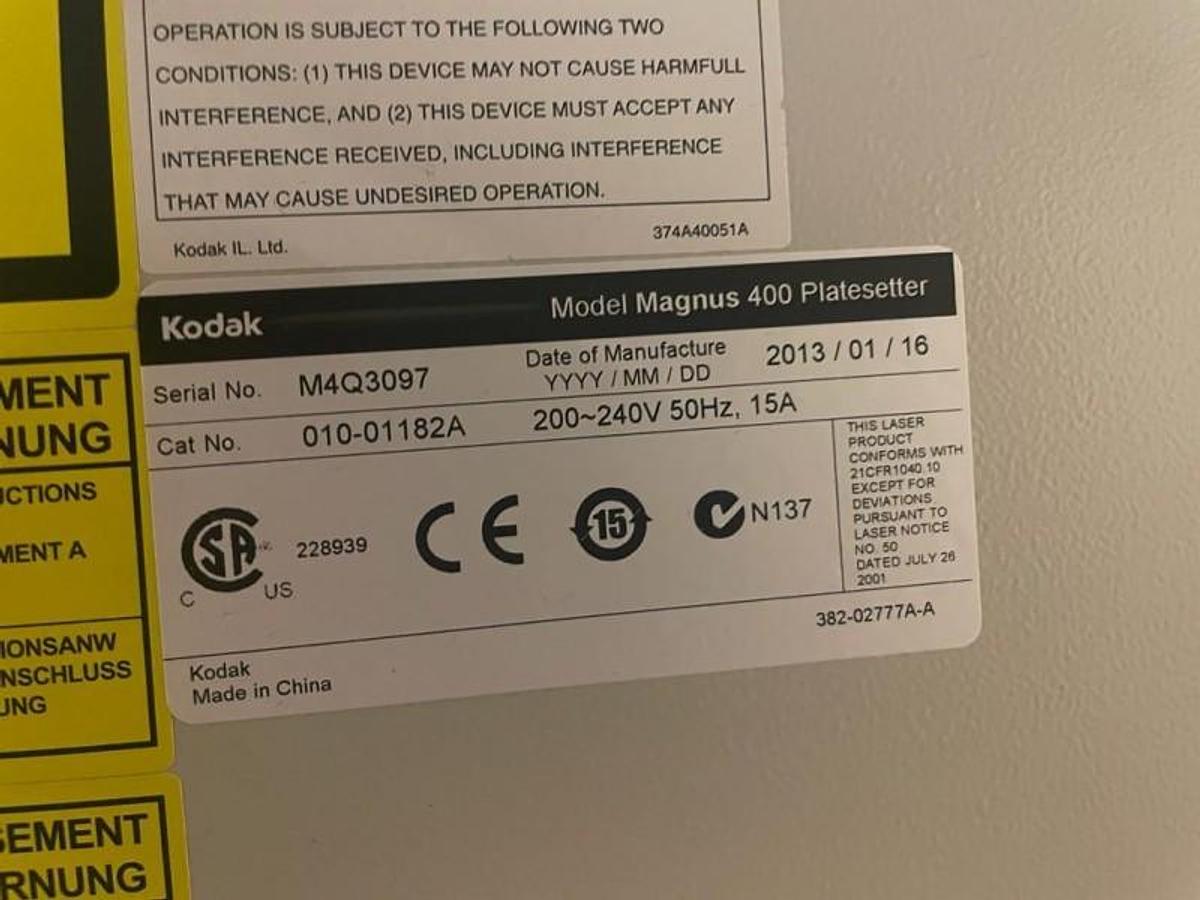 Used Magnus 400II Quantum Platesetter MCU 2013