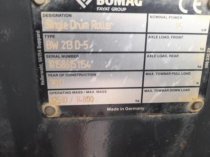 Used 2017 Bomag BW213 D-5