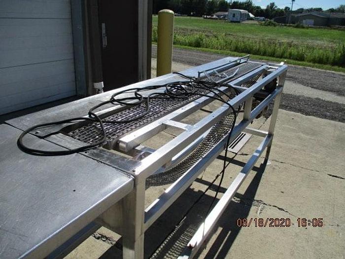 Used Conveyor w/Work Station; 6"Wx7.5'L; Wire Mesh