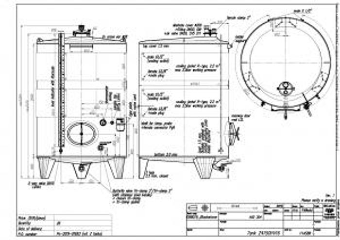 New Stock Letina 1100gal/4150L Closed Top Jacketed Storage Tank