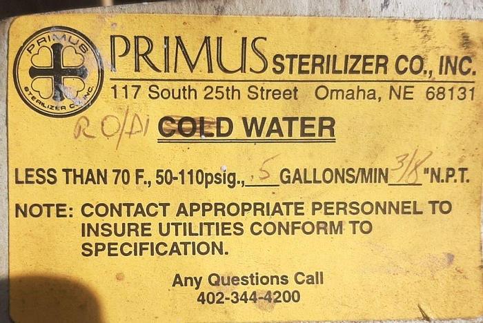 Used Autoclave, 26" x 26" x 39", Primus, S/st, Jkt, 45 PSI, Sterilizer #S744473