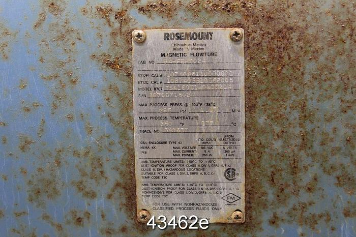 Used Rosemount 16" 8707 TSA160C1W0N0D2Q4 Magnetic Flow Tube #43462