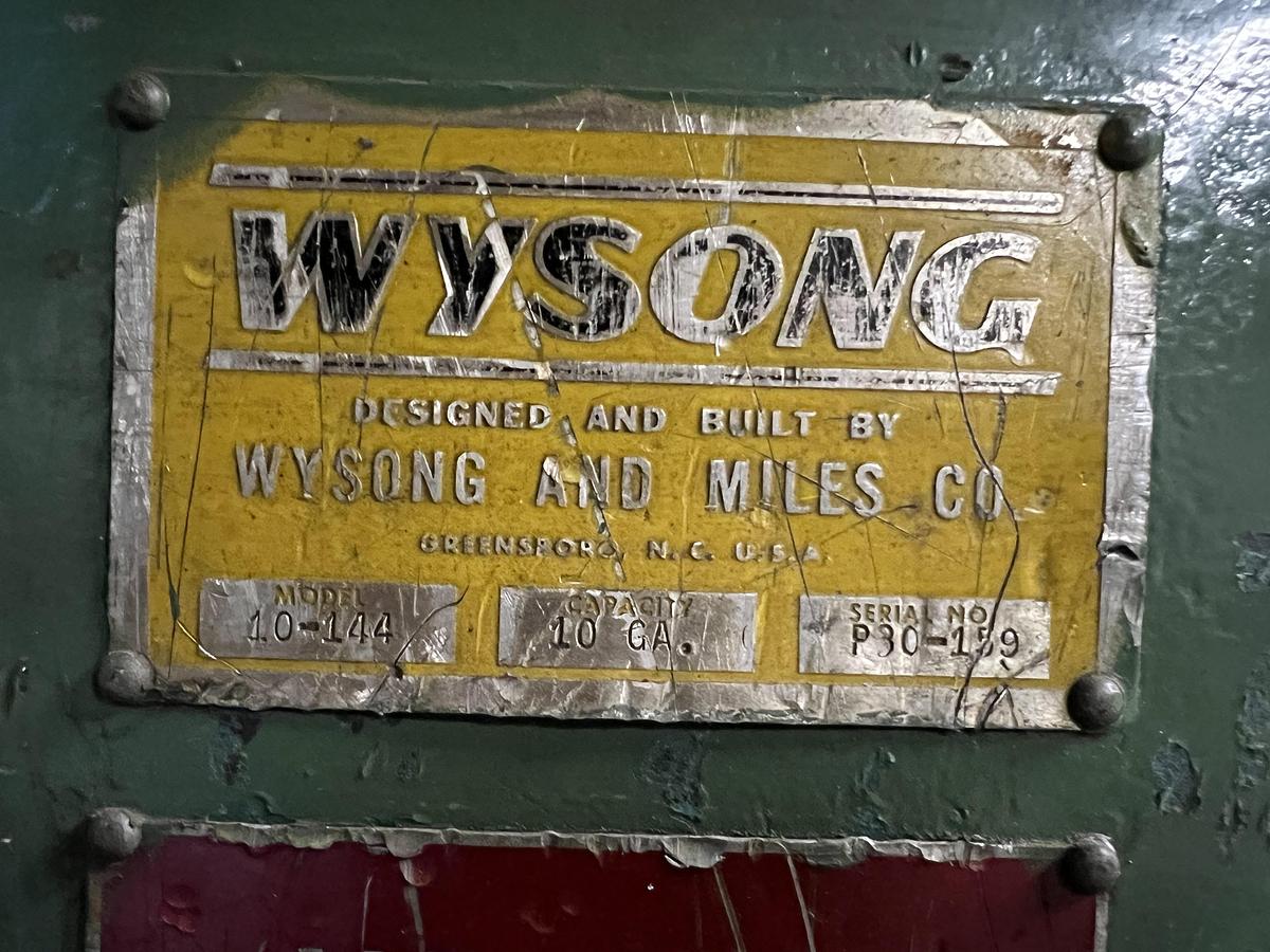 Used 10 ga. x 12' Wysong 10-144 Mechanical Shear