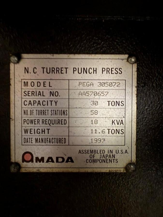 Used 1997 - 33 Ton Amada Pega 357 CNC Turret Punch