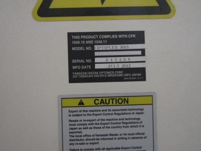 Used 2012 - 4000 Watt Mazak Optiplex 3015 Laser Cutting System
