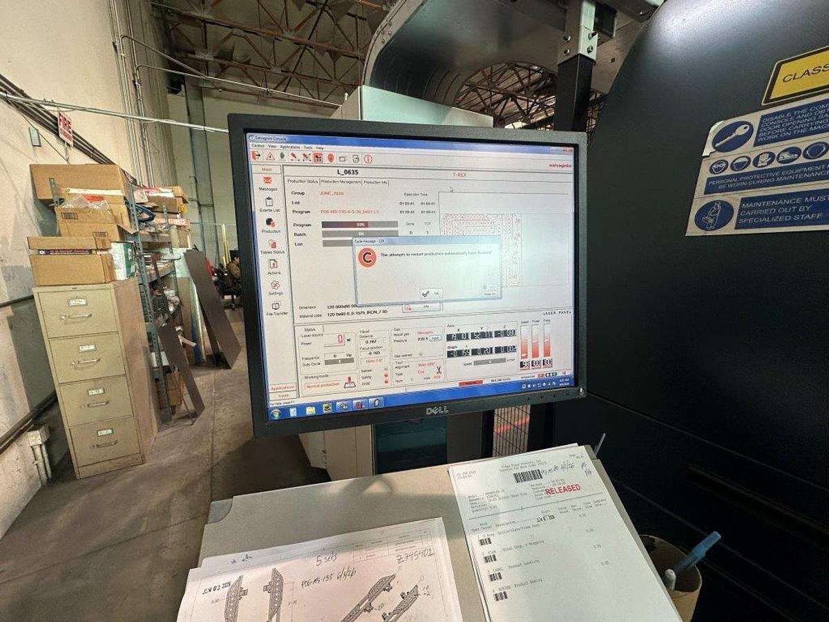 Used 2015 - 3000 Watt Salvagnini L3 Fiber Laser w/Automation
