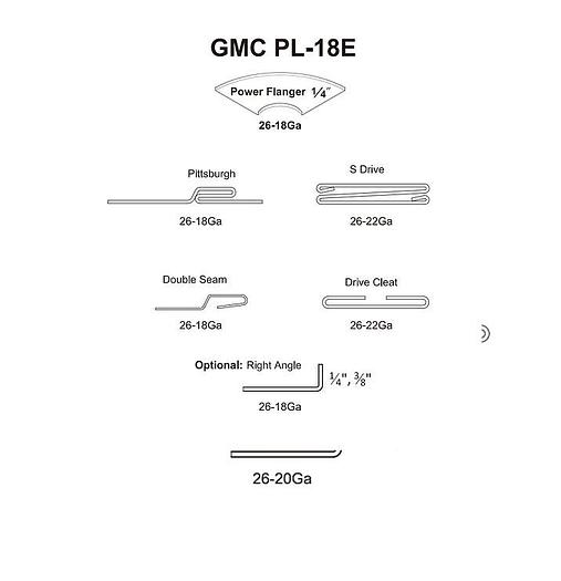 Used 18 GA. GMC PL-18E Pittsburgh Lockformer *New