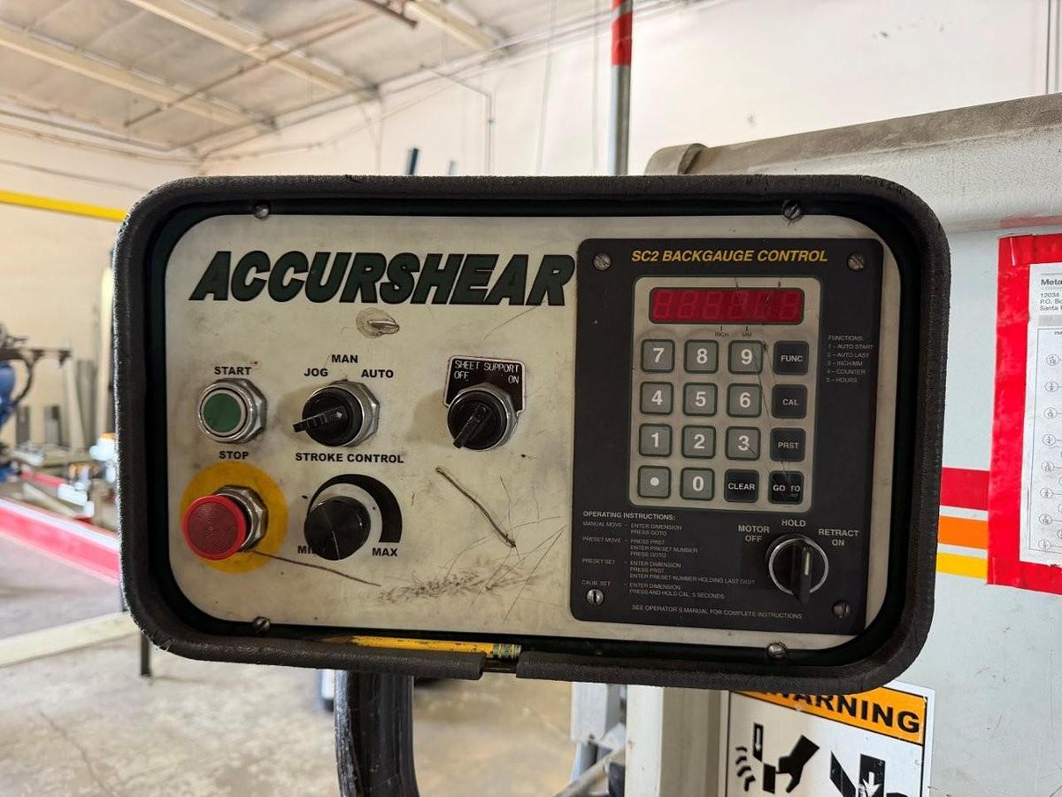 Used 1999 - 1/4" x 12' Accurshear 625012 CNC Hydraulic Shear