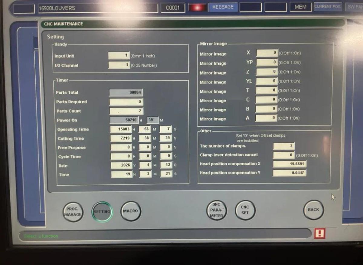 Used 2014 - 33 Ton / 4,000 Watt Amada EMLK-3610NT CNC Punch/Laser Combo