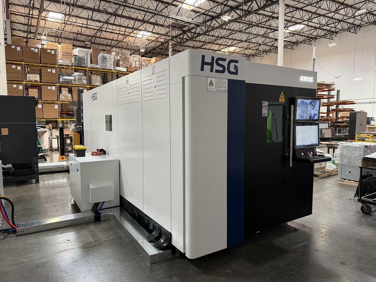 3,000 Watt HSG G3015X-3K Fiber Laser with Shuttle Table