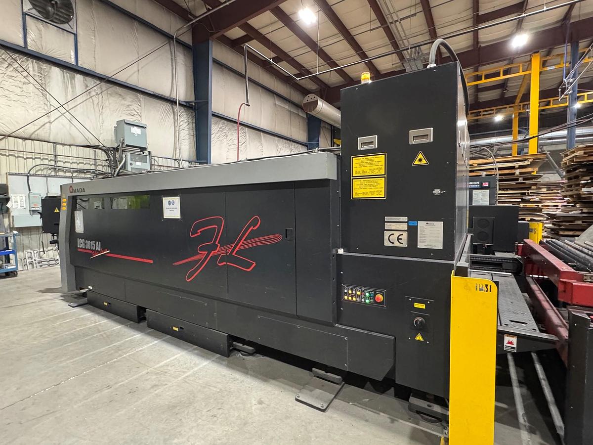 Used 2016 - 6,000 Watt Amada LCG-3015AJ CNC Fiber Laser Cutting System