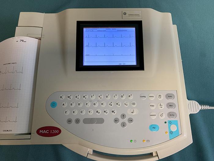 Gebraucht GE Mac 1200 EKG Gerät V5.21 mit 10 adriges EKG Kabel