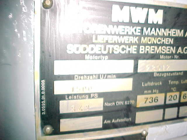 Used 1975 MWM TRHS 518-A MARINE DIESEL ENGINE