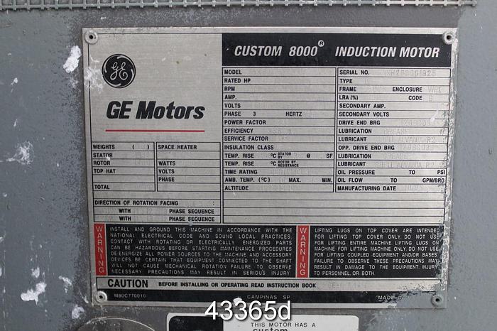 Used General Electric 5K83071360501 A/C Motor, 400Hp, 710Rpm, 4160Volts #43365